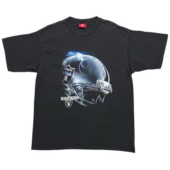 Vintage Y2K Oakland Raiders Helmet Black T-Shirt - size XL - Picture 1 of 8
